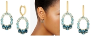 LALI Jewels Multi-Topaz (7-1/5 ct. t.w.) & Diamond (1/20 ct. t.w.) Dangle Hoop Drop Earrings in 14k Gold